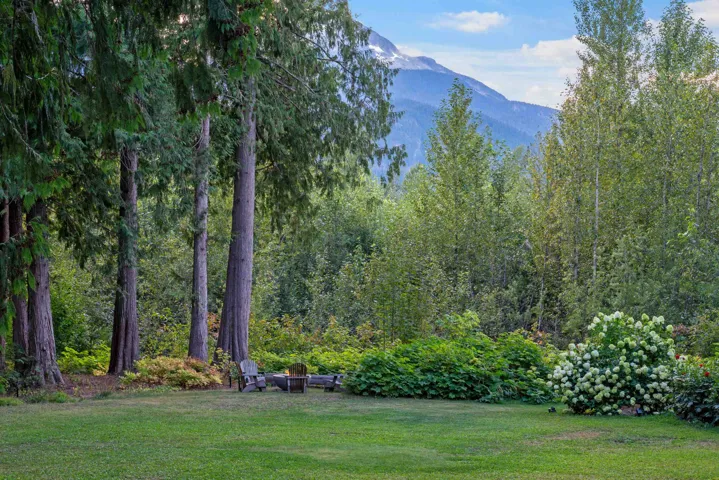View of yard featuring a mountain view and a wooded view