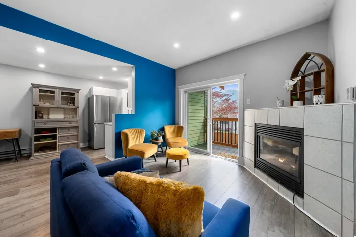 living room with gas fireplace