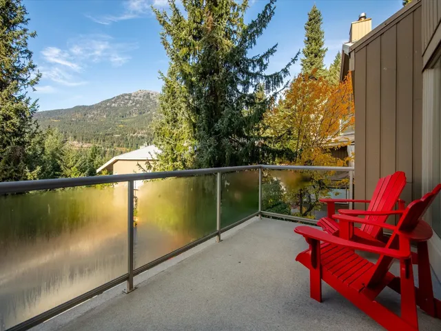 Balcony with a mountain view