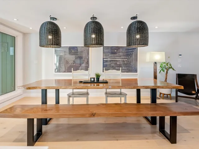 Dining area with recessed lighting