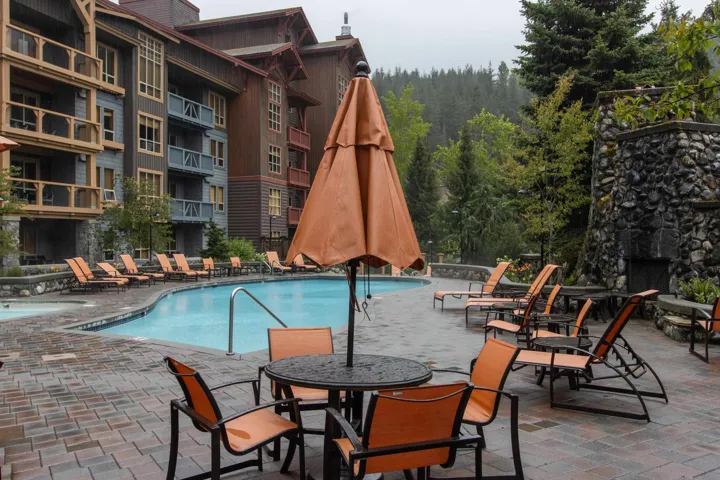 Community pool featuring a patio