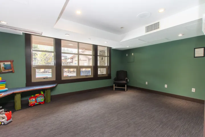 Game room with carpet floors, baseboards, and recessed lighting