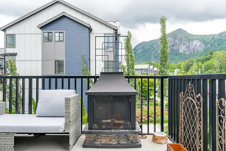 Balcony with a mountain view