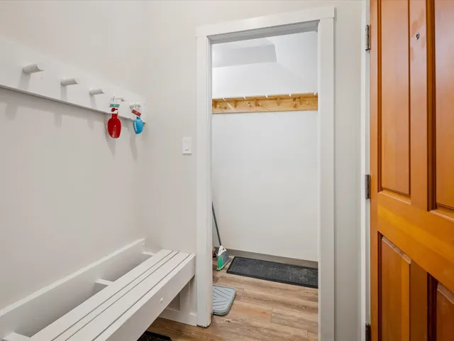 Mudroom with light wood-type flooring