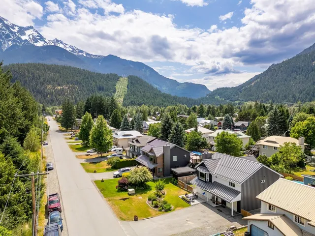 View of mountain background featuring nearby suburban area