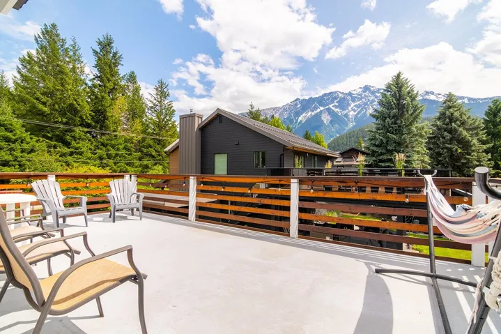 View of patio / terrace with a mountain view