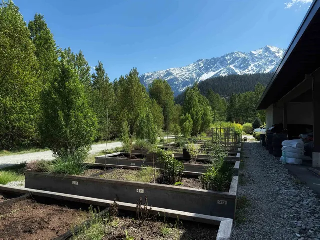 View of community with a vegetable garden, a wooded view, and a mountain view