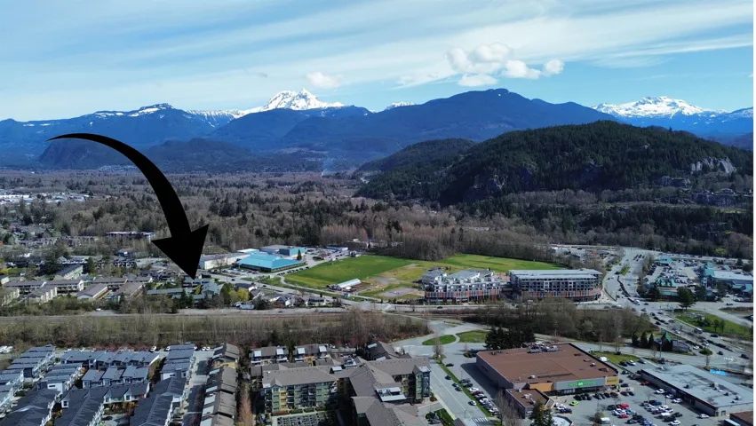 Birds eye view of property with a mountain view