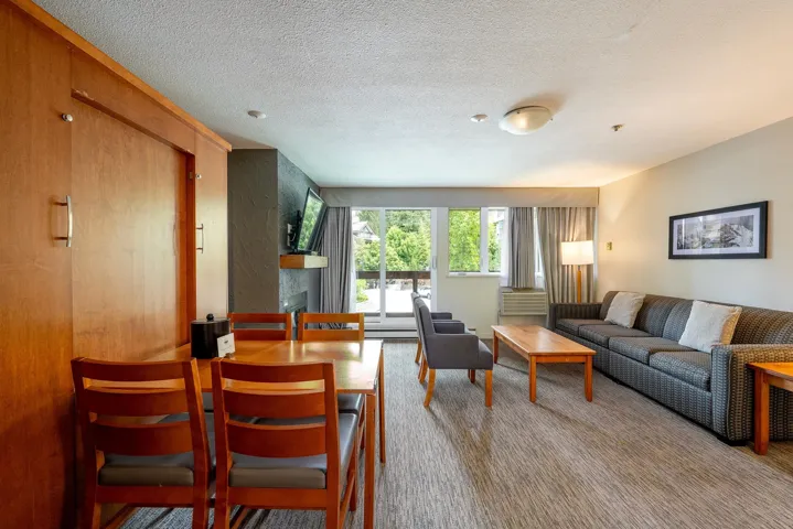 Living area with a textured ceiling