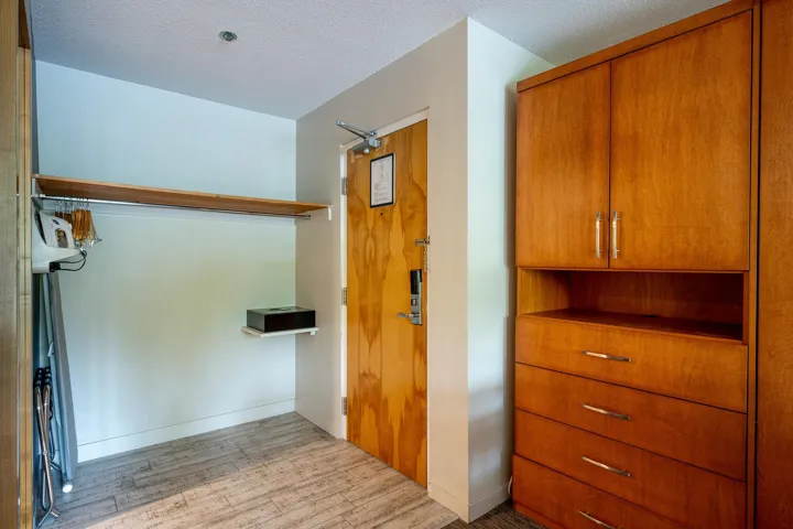 Bathroom featuring wood finished floors and a textured ceiling
