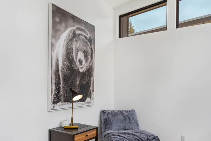 Recessed windows with dark trim