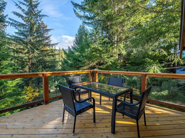 Wooden deck with outdoor dining area