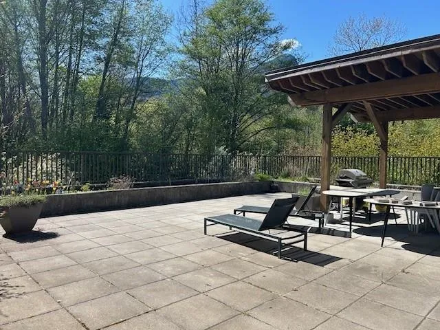 Common patio with gardens bbq area - great views!