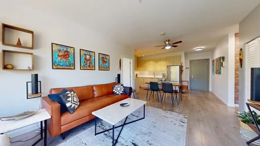 Bright space flows seamlessly into Eating are and Kitchen space