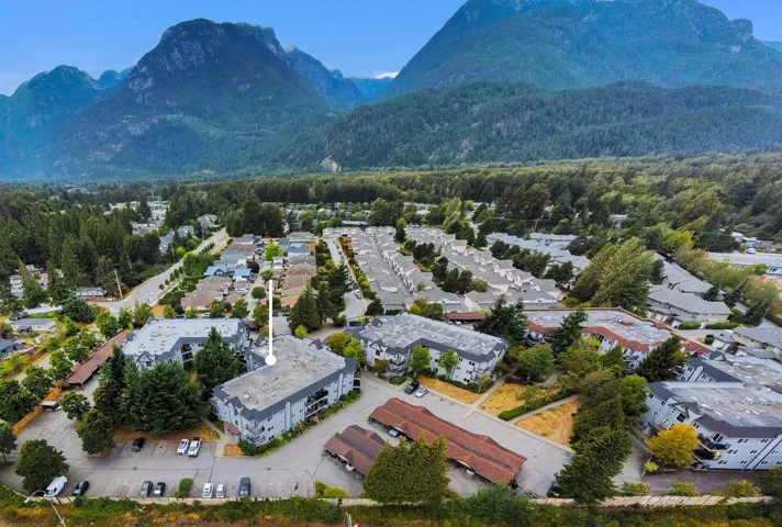 Drone / aerial view of a mountain backdrop