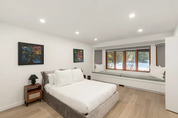 Bedroom with recessed lighting and light wood-type flooring