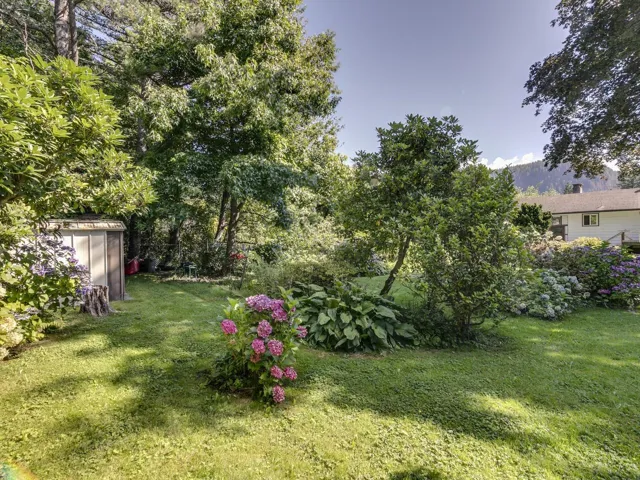 View of grassy yard featuring a storage shed