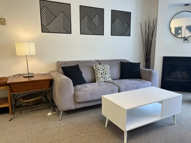 Built-in fireplace with a black surround
