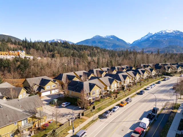 Birds eye view of property with a mountain view and a residential view