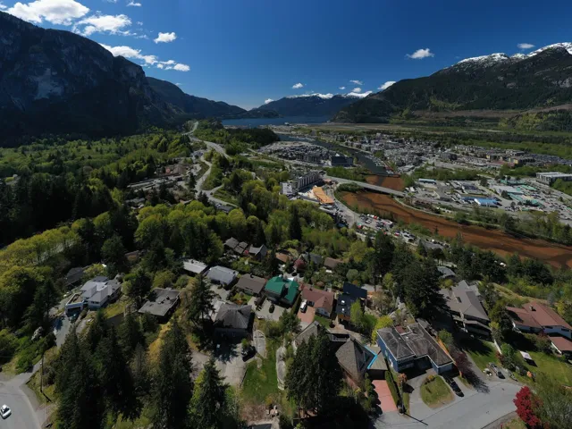 Drone / aerial view with a mountain view and a residential view