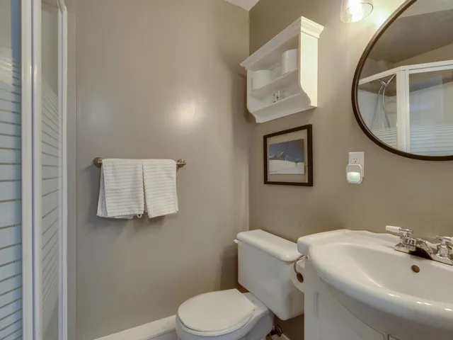 Full bath featuring toilet and vanity
