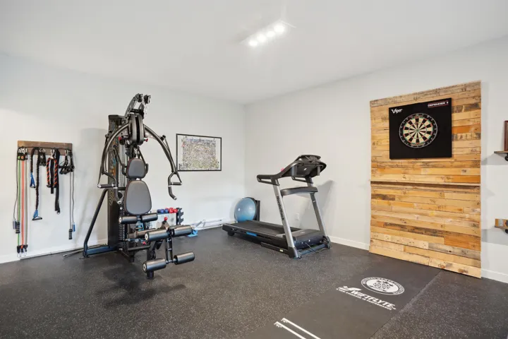 Workout area with baseboards