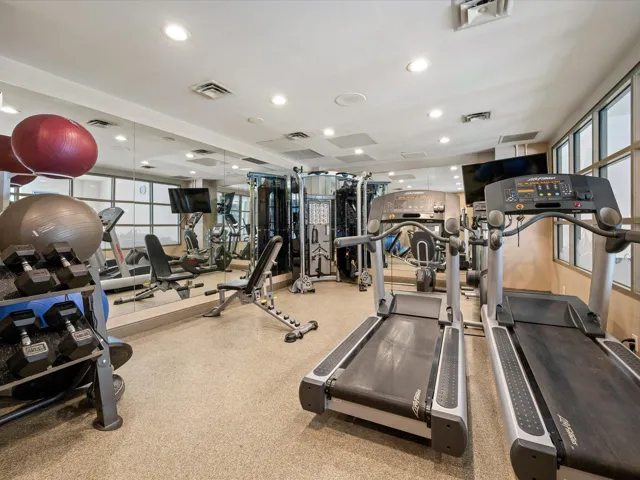 Gym featuring plenty of natural light and recessed lighting
