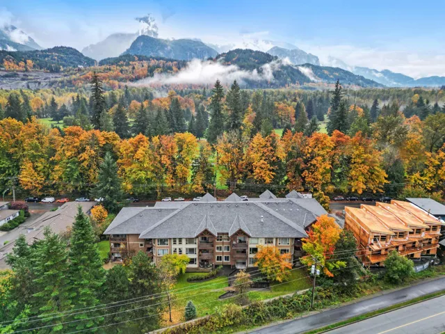 View from above of property with a mountainous background