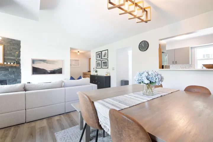 Dining area with wood finished floors