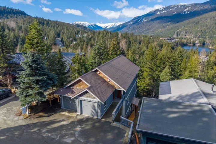 Aerial view of mountains and a heavily wooded area