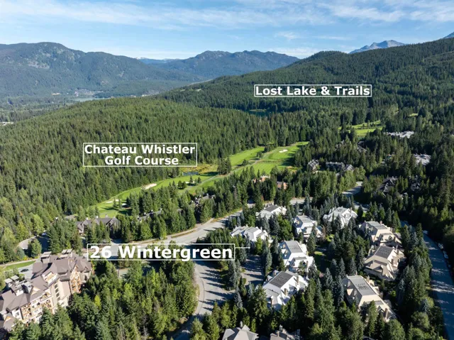 Aerial overview of property's location with nearby suburban area