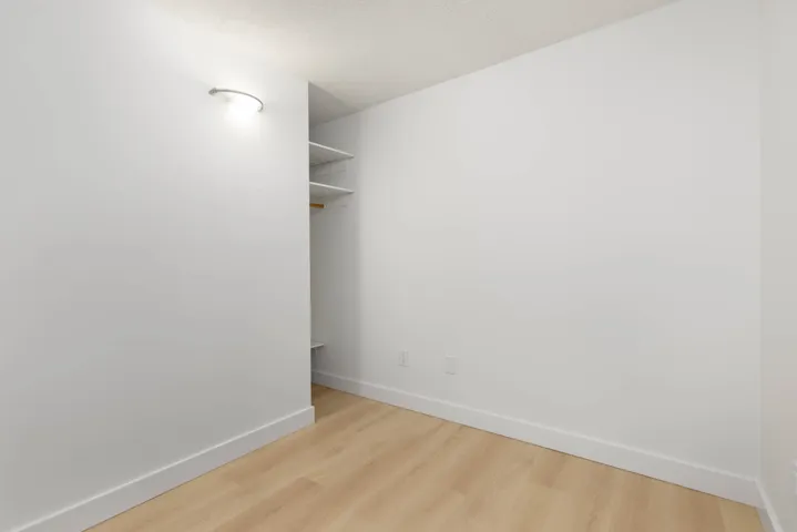 Walk in closet with light wood-style flooring