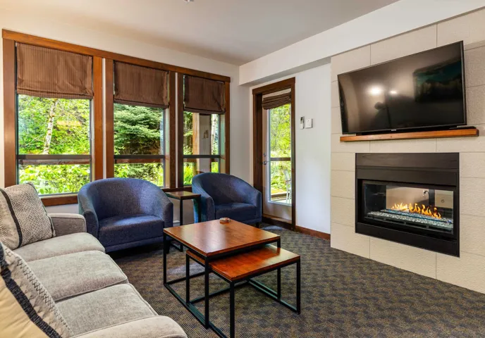 Gas fireplace.