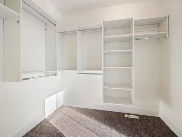 Spacious closet featuring carpet flooring