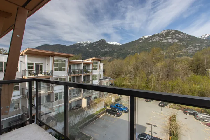 Balcony with a mountain view