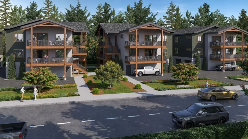 Modern multi-level residences featuring private balconies with glass railings