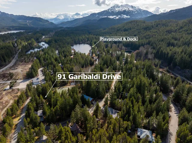 Drone / aerial view with a forest view and a water and mountain view