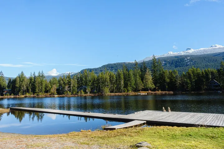 View of dock featuring a water and mountain view and a wooded view