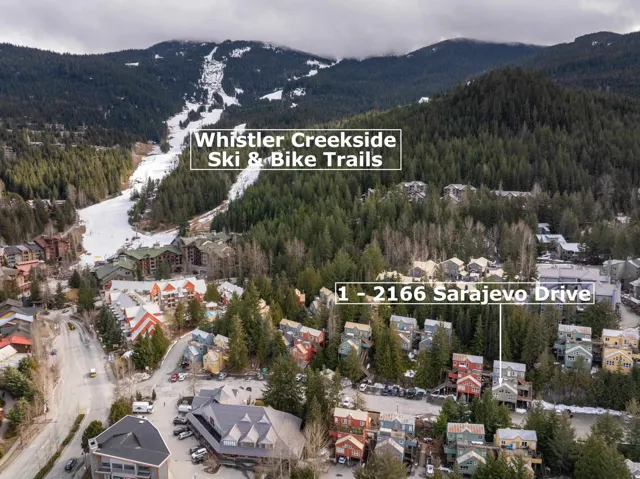 Aerial view of property's location with mountains