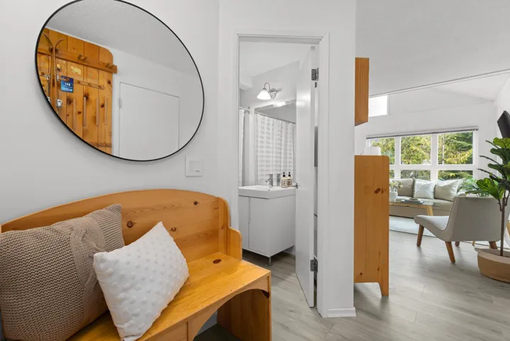 Living area featuring light wood-style flooring