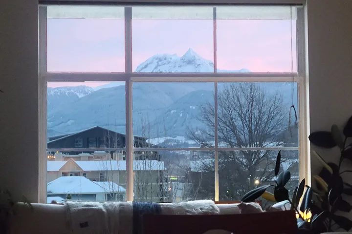 Room details with a mountain view