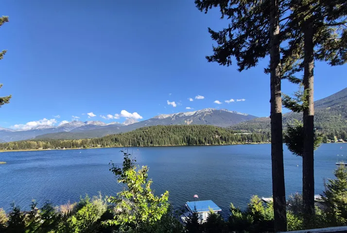 Water view featuring mountains and a heavily wooded area
