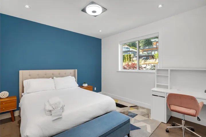 Bedroom featuring a desk and recessed lighting