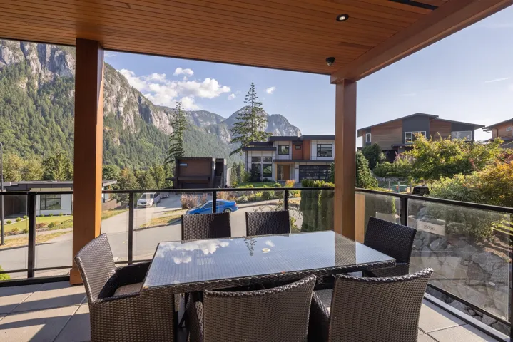 View of patio / terrace featuring a mountain view