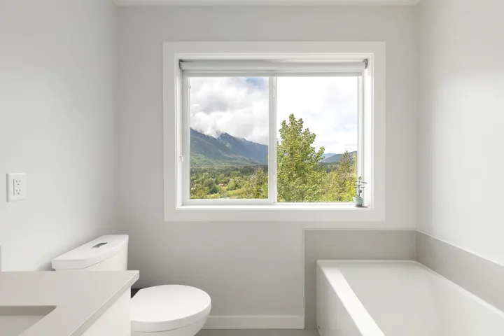 Full bathroom featuring toilet, a tub, and vanity