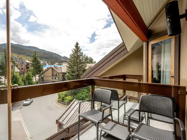 Balcony with a mountain view