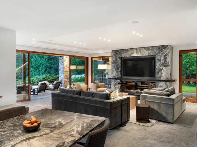 Living area featuring recessed lighting