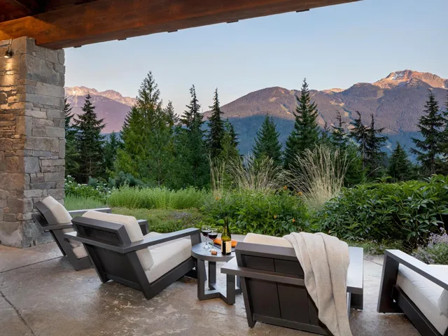 View of patio / terrace with a mountain view and outdoor lounge area
