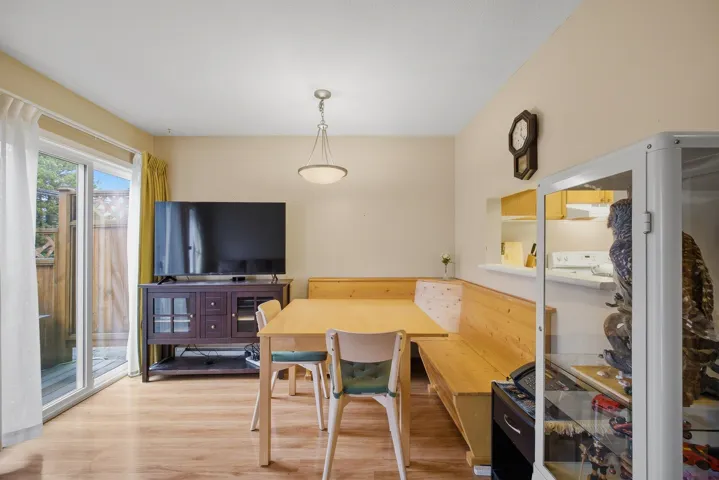 Dining room with light wood-style flooring