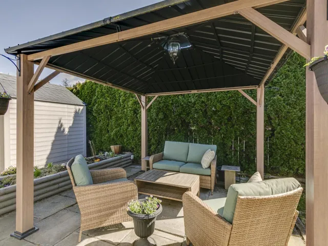 View of patio / terrace featuring a gazebo and an outdoor lounge area